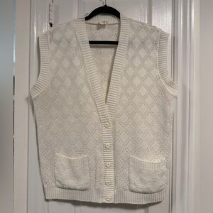 Vintage White Knit Cardigan Vest